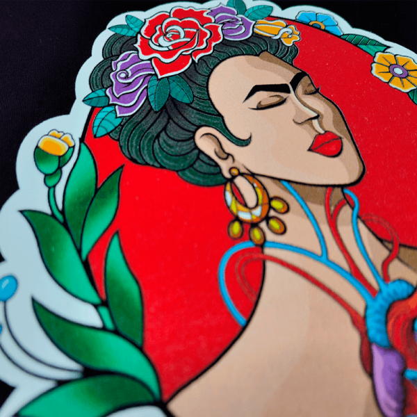 Frida Kahlo-camiseta oldschool-mujer-100% algodón
